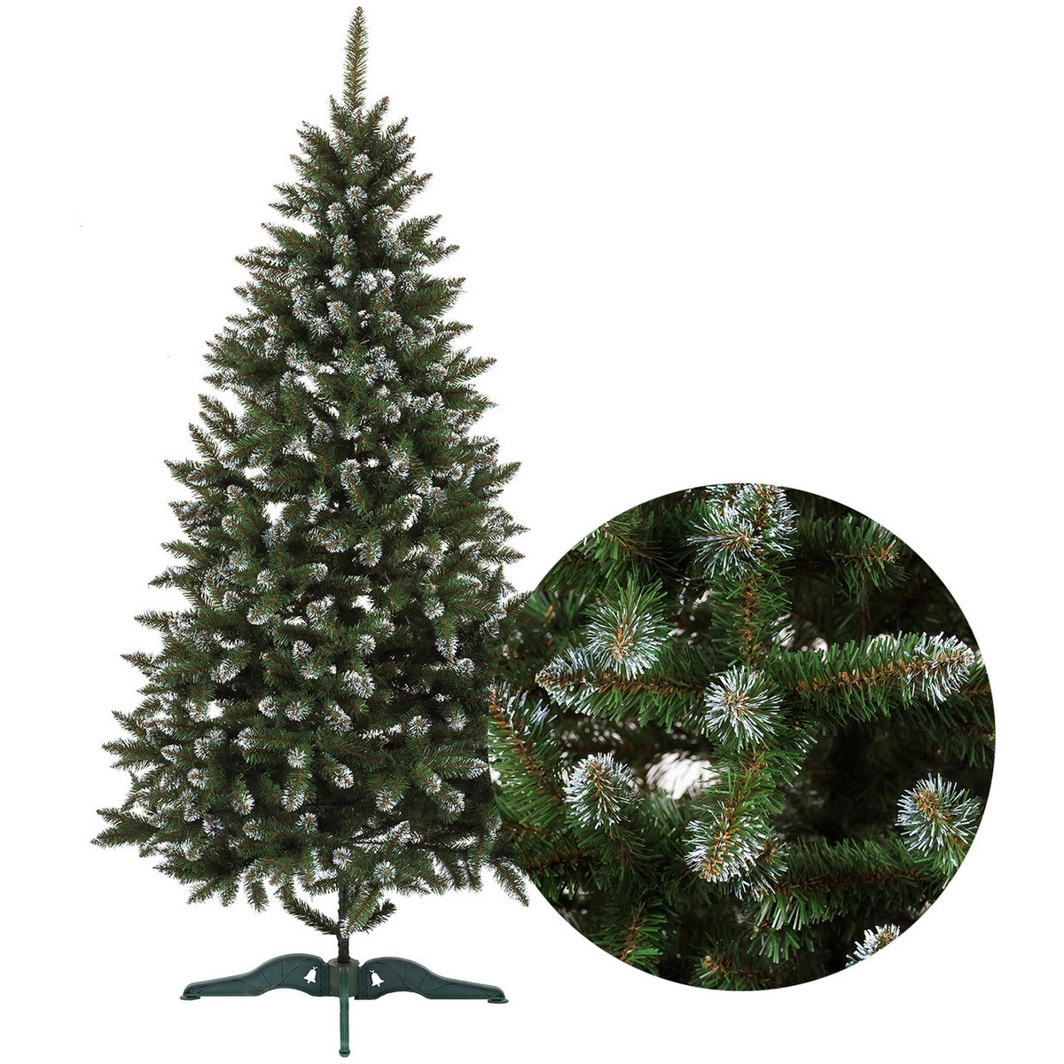 Искусственная Ель ПВХ с белыми кончиками и шишками Лидия 2,5 м